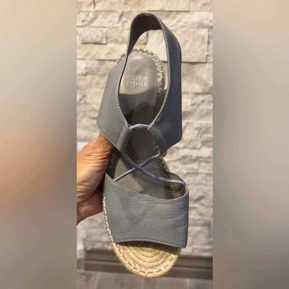 Eileen Fisher espadrilles, gray upper leather, hardly used size 8